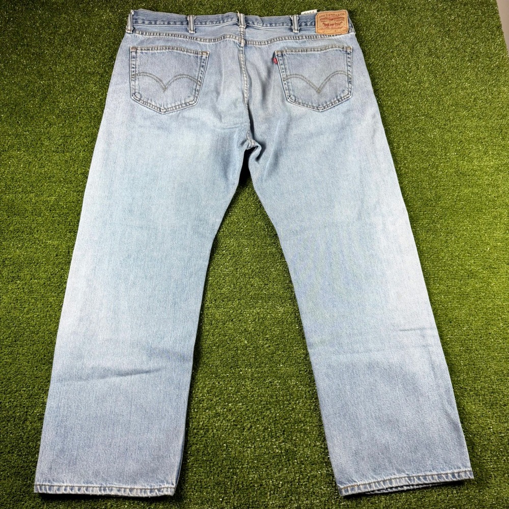 Levis 505 Straight Fit Jeans Light Wash Denim 42x30 Mens Blue 0706